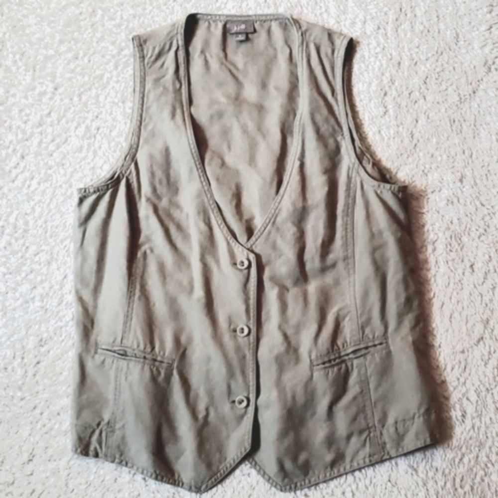 J. Jill Linen Blend Tan Vest M